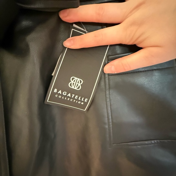 Bagatelle Black Leather Pencil Skirt with Belt - Picture 6 of 6